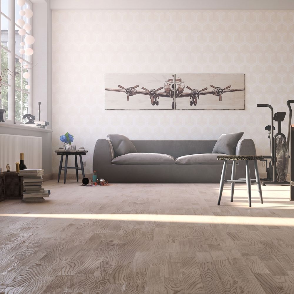 Паркетная доска PolarWood ДУБ ТУНДРА БЕЛАЯ МАТОВЫЙ Лак 14x188x2266 3П (3,41 м2)